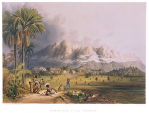 Esmeralda, Orinoco, Espanjan lähetystyön paikka, "Näkymät Guayanan sisätiloissa", kaiverrettu Paul Gauci (fl.1834-67) pub. kirjoittanut Ackermann, 1840